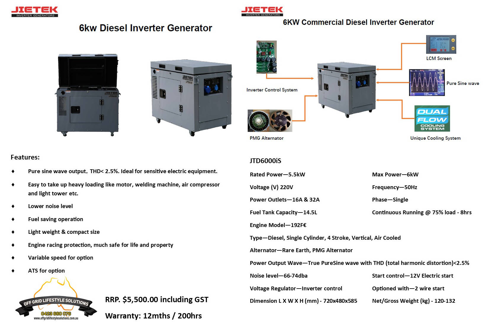 Jietek JTD6000iS diesel generator flyer
